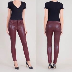 Burgundy Coated Skinny Jeans